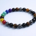 Seven chakra healing bracelet made with natural gemstone beads for meditation and energy balance