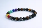Seven chakra healing bracelet made with natural gemstone beads for meditation and energy balance